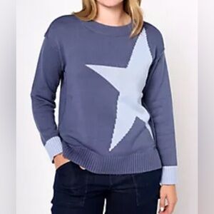 Peace Love World Intarsia Pullover Cotton Sweater, size L